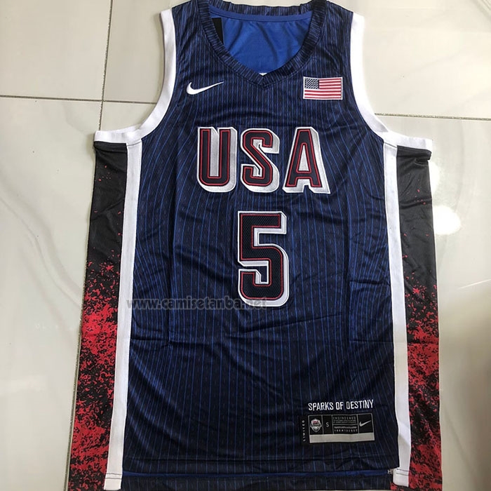 Camiseta USA 2024 Anthony Edwards #5 Juegos Olimpicos Azul